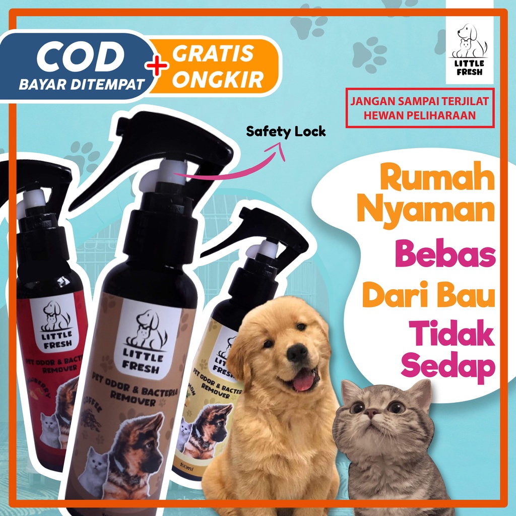 Little Fresh Pet Spray Pengharum Kucing Penghilang Bau Kotoran Kencing Urin Pup Kucing Pasir Kandang Kucing Anjing Hamster Litter Box Alat Hewan 100 ml Pengharum Pasir Kucing
