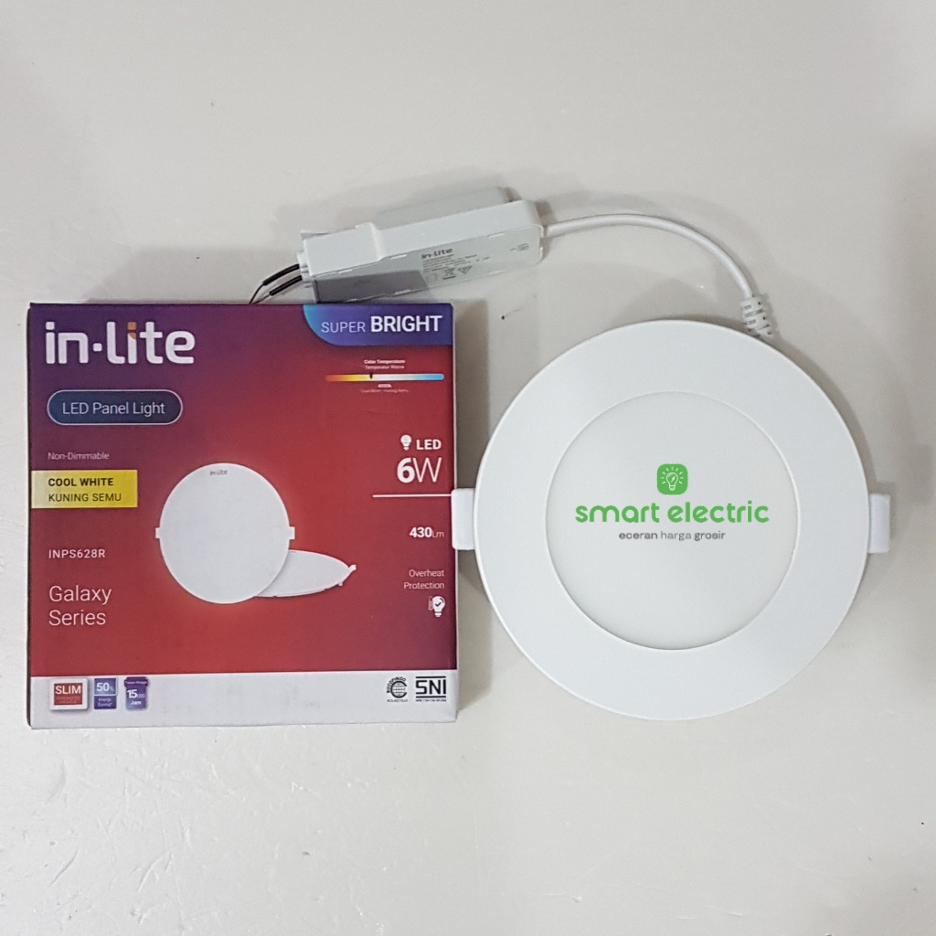 in-Lite Panel Slim Downlight 6 Watt Lampu Plafon Inlite 4000K Bulat