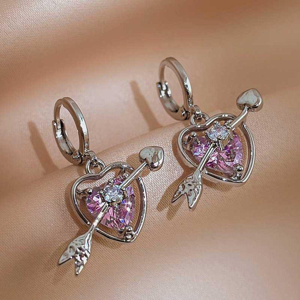 Mxbeauty Y2K Wanita Anting Fashion Perhiasan Peri Sederhana Kupu-Kupu Bulan Niche Desain Gadis Hadiah Paduan Zirkon Gaya Korea Menjuntai Anting-Anting