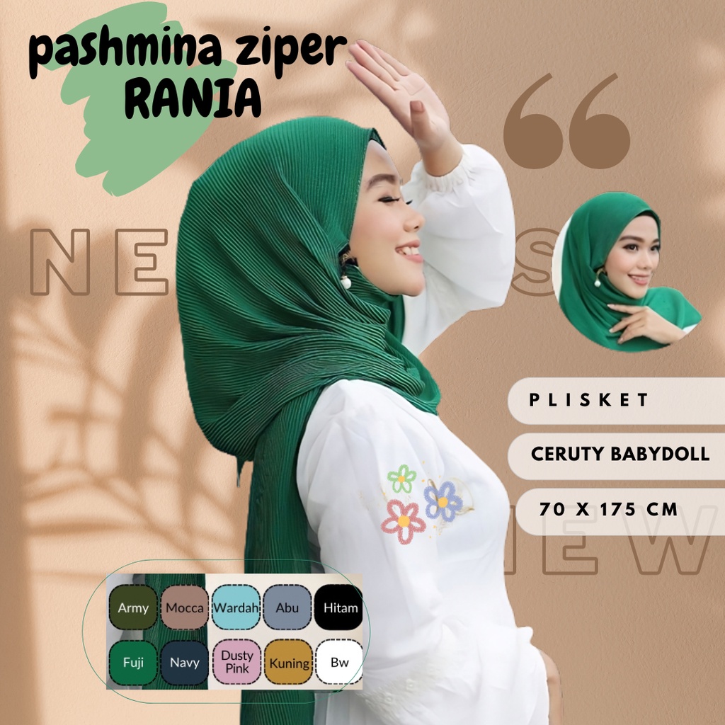 Ayafashions Kerudung Pashmina  Ziper Plisket Instan Terbaru 2022 Hijab Ceruty Premium Jilbab Syari M
