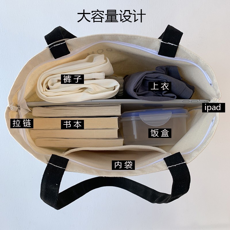 ♨◕Sera Japan MUJI / MUJI baru tas kanvas wanita tas tas kapasitas bahu kelas mahasiswi