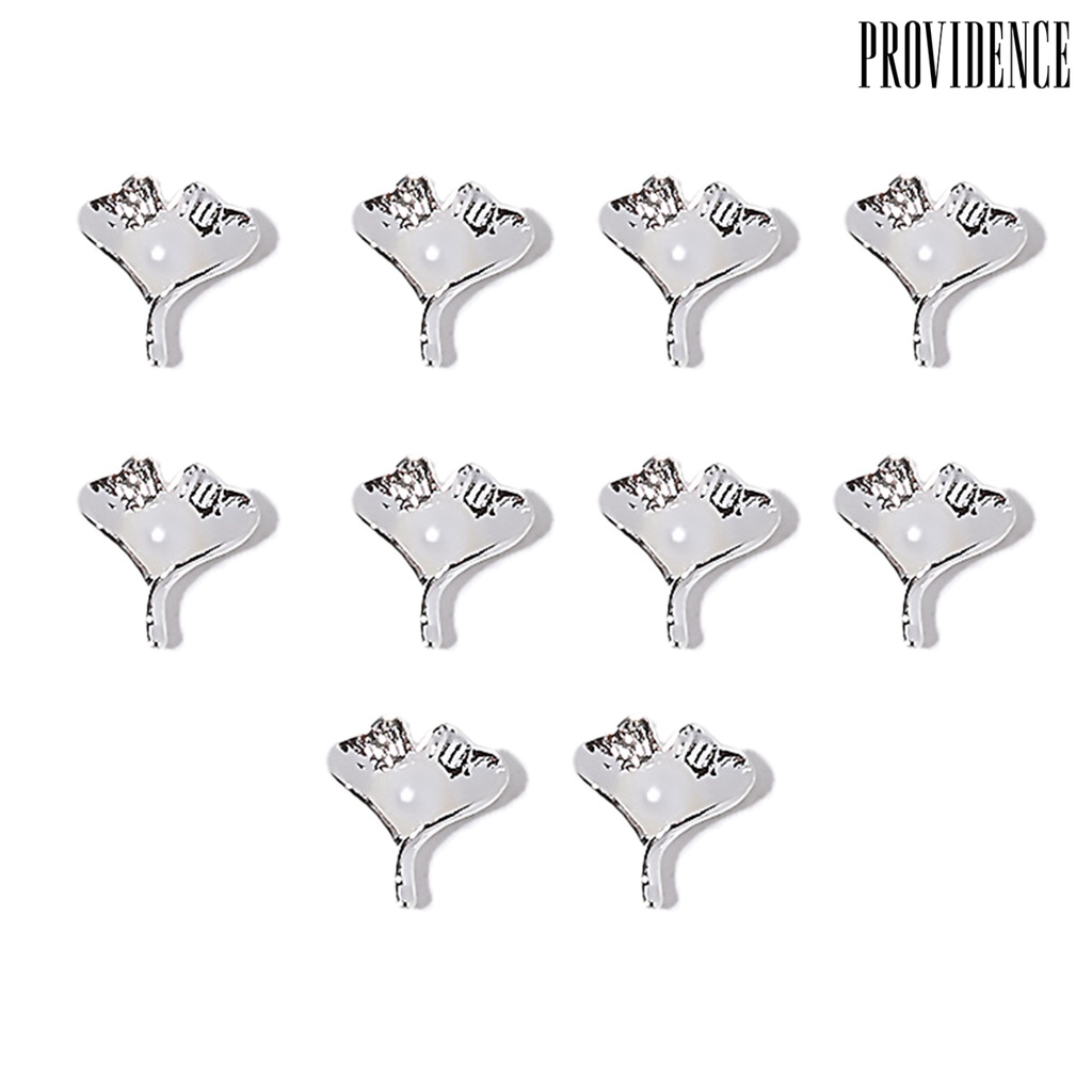 Providence 10Pcs Nail Art Alloy Tiga Dimensi Bersinar Tidak Jatuh Berkilau DIY Mini Nail Art Dekorasi Perak Busur Ornamen Kuku Salon Pasokan