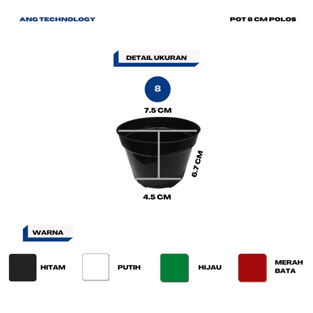 Pot Bunga ANG Hitam 8 cm Pot Tanaman Termurah se-Indonesia 8 10 12 15 17 20 25