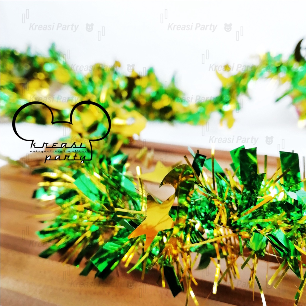 Slinger Lebaran Ornamen Bulan Bintang / Garland Tinsel/ Slinger Tinsel