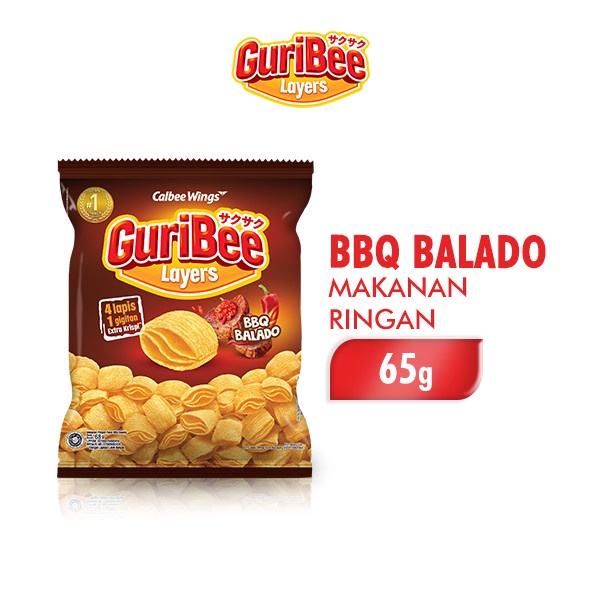 

KERIPIK- GURIBEE LAYERS MAKANAN RINGAN BBQ BALADO 65 GR -KERIPIK