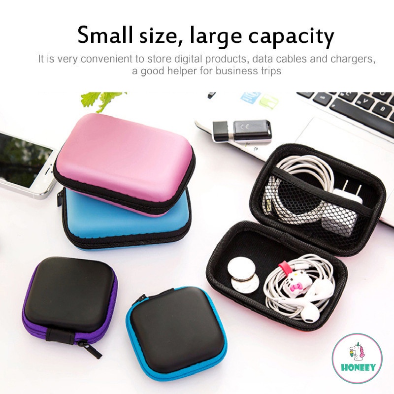 Tas Penyimpanan Earphone / Kabel USB / Headphone / Memory Card Mini Portable Dengan Resleting