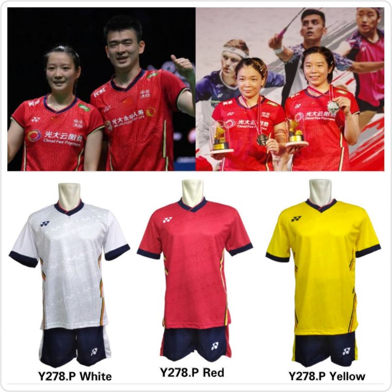 Setelan Badminton Tim China Denmark Open 2022 / Kaos Bulutangkis Y278 / Jersey Badminton Zheng Si Wei Huang Ya Qiong /Jersey Badminton Juara Dunia / Atasan Celana Bulutangkis Pria Wanita Y278 / Sport Collection Jakarta