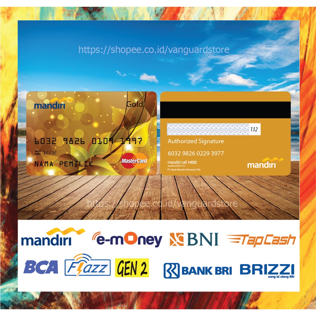 KARTU E MONEY E TOLL KARTU MANDIRI GOLD MASTERCARD 4 DEBIT CREDIT EMONEY MANDIRI FLAZZ BCA BNI TAPCASH BRIZZI BRI - 2 SISI