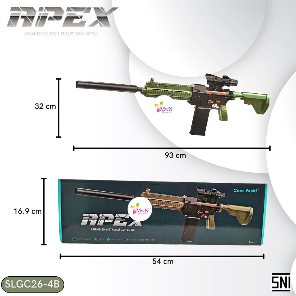 MWN Mainan Anak Tembakan Sniper Apex Softbullet Gun No.SLGC26-4B