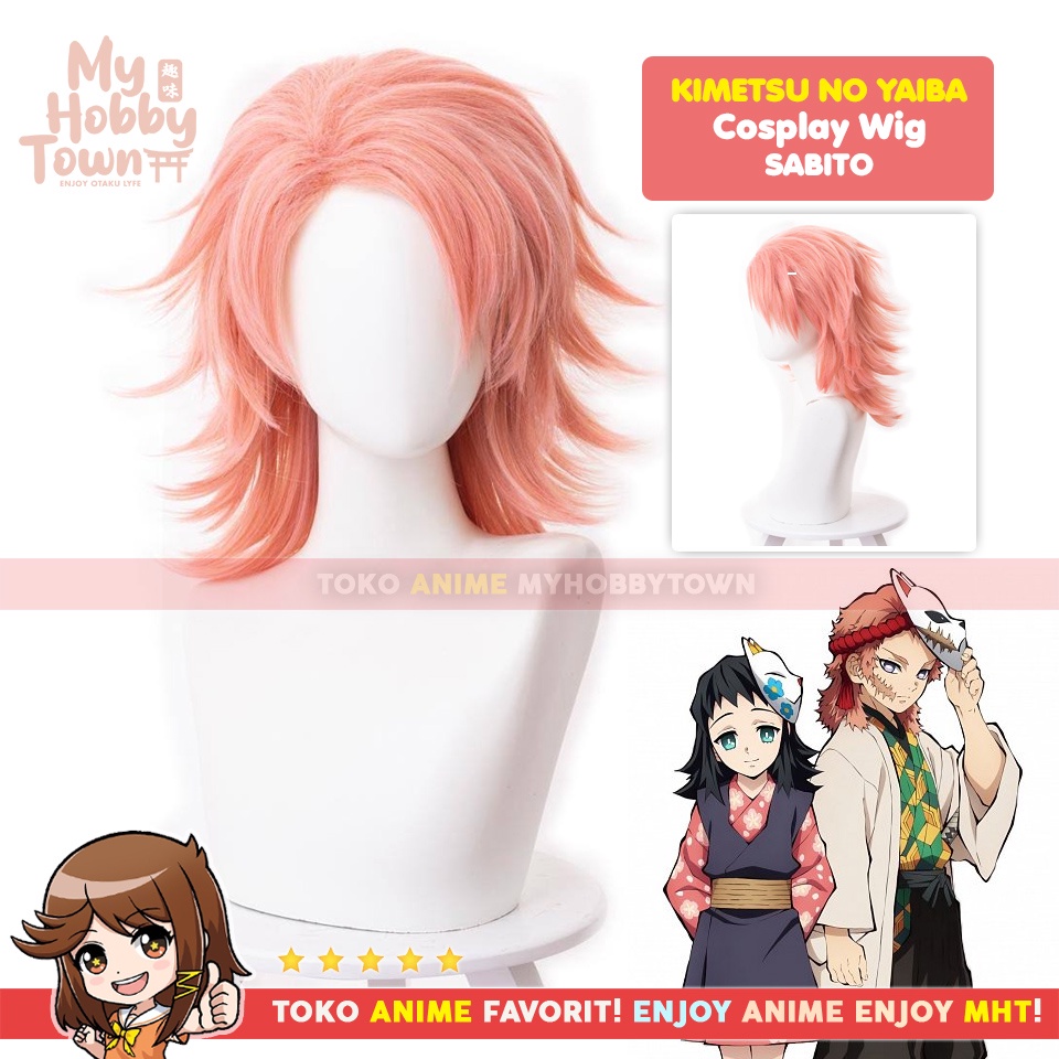 Wig Cosplay Anime Kimetsu no Yaiba Demon Slayer : Sabito Rambut Palsu