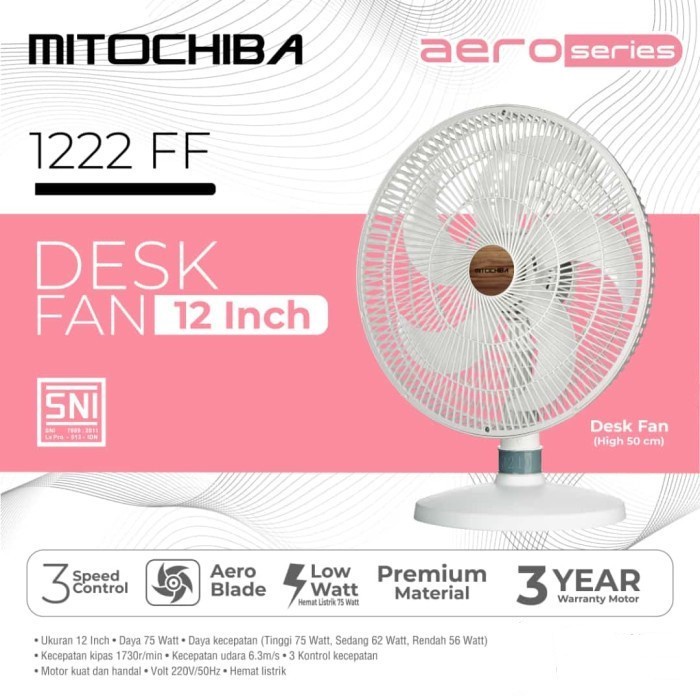 MITOCHIBA Kipas Angin 2 IN 1 Aero Series 1222FF / 1222 FF -  Kipas Angin Meja dan Lantai 12&quot;