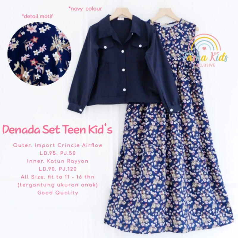 DENADA SET TEEN KIDS CRINCLE AIRFLOW IMPORT/KATUN RAYON ORI BY FASHA KIDS