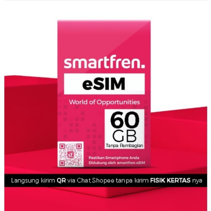 Esim Smartfren Unlimited Nonstop 140Gb full 24 jam (Gratis Ongkir)