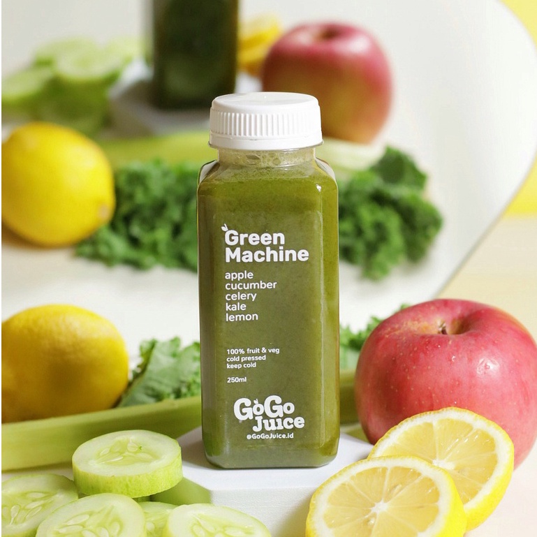 

Green Machine 250ML Cold Pressed Juice Jus Apel Timun Seledri Kale Lemon Murni Sehat