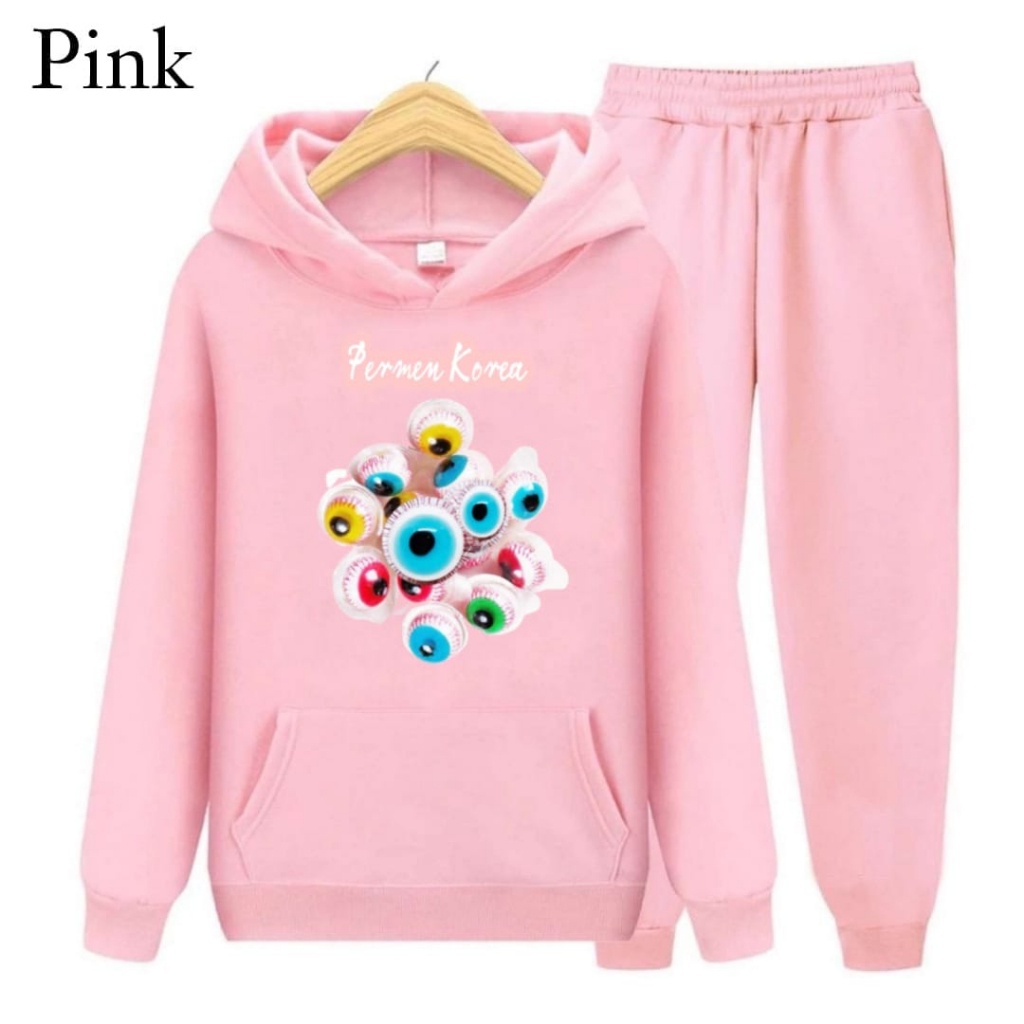 Hzl_outfit Sweater Setelan Hoodie Anak Permen Korea/Sweater Setelan Anak Hoodie S.M.XL