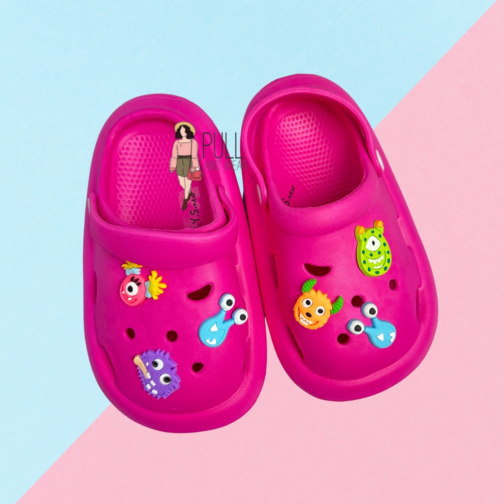 Sandal Bakpao Kodok Anak Cewek Baim Fuji Mainan Jibbitz Minmie Toy Story Platform Tebal Super Ringan Cute Pretty