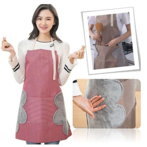 Celemek Dapur Apron Masak Anti Air dan Minyak Waterproof / Celemek Masak Apron NEW Motif Salur / Masak Waterproof Premium Motif Garis /  Celemek Dapur Bisa Lap Tangan Premium /  Celemek Apron Waterproof