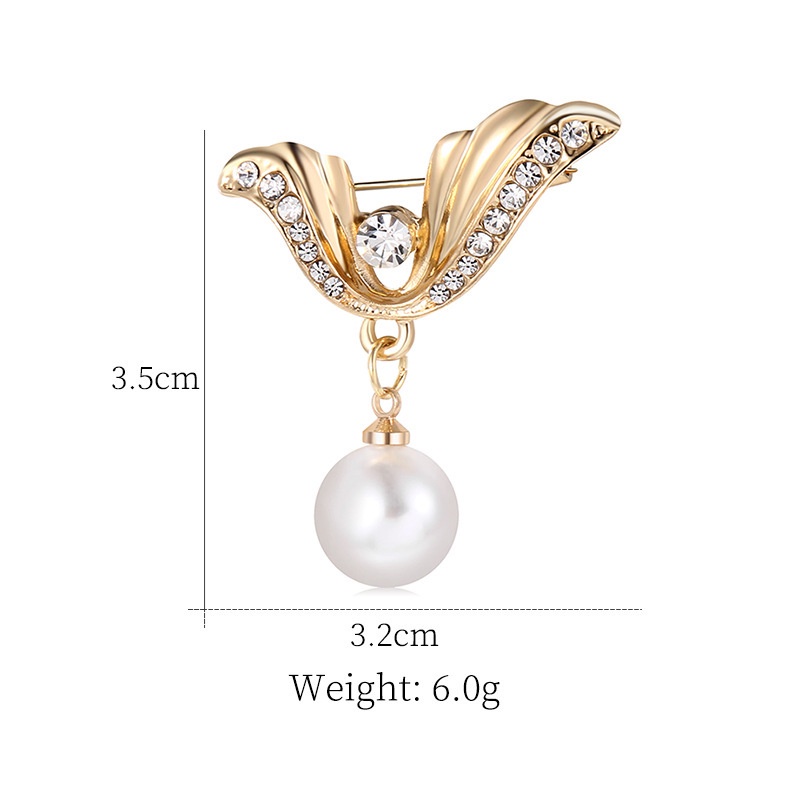 [Harga Grosir] 1pcs Fashion Mutiara Berlian Bros Sayap Malaikat Anti-Lapse Bros Pin Baju Sweater Pin Emas Perak Pin Untuk Wanita Elegan