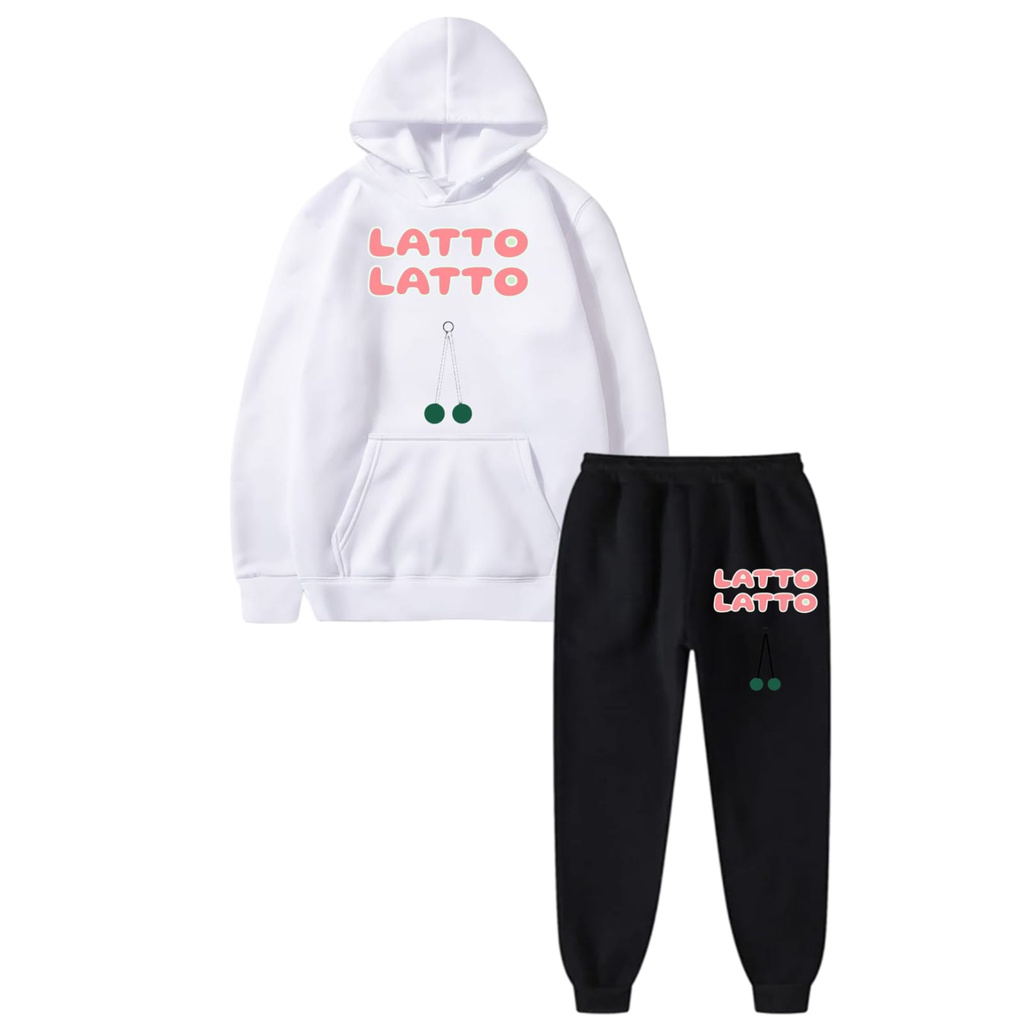 Hzl_outfit Setelan Anak Sweater Hoodie Kombinasi Celana Hitam Latto-Latto LT/Setelan Hoodie S.M.XL