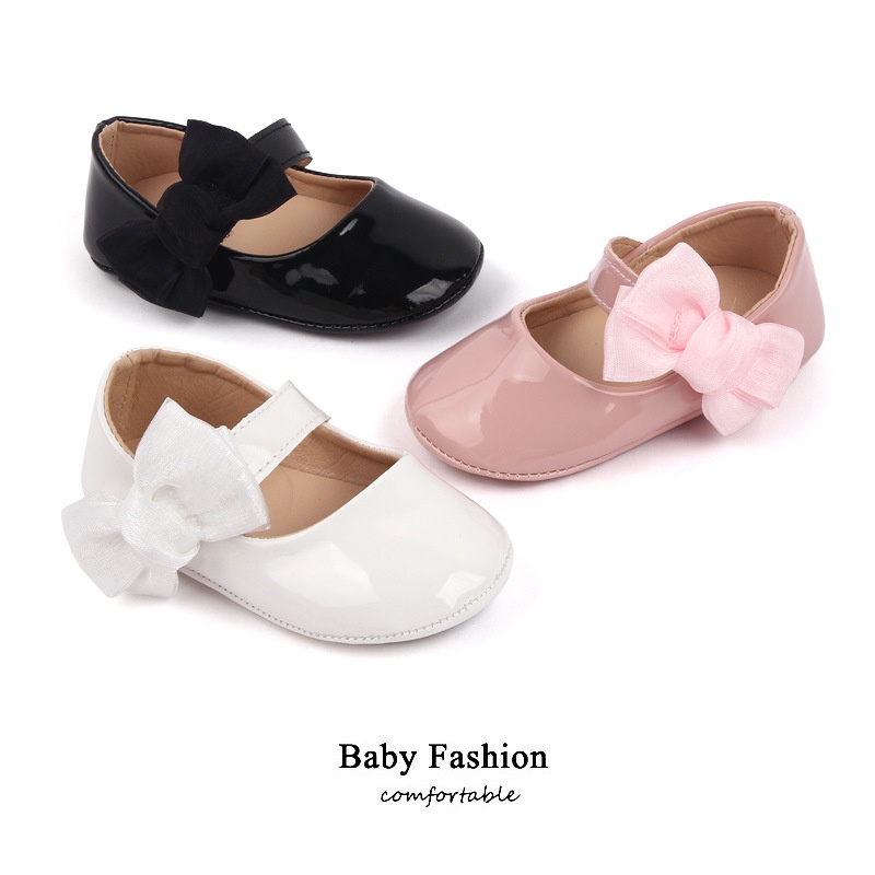 Flat Shoes IMPORT Sepatu Tapak Karet Flats Anak Perempuan Prewalker Bayi Impor Motif Pita Ribbon Tie