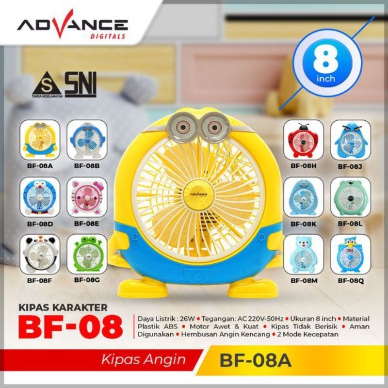 ADVANCE Kipas Angin  BF-08A 8 Inci Karakter MINION Low Watt