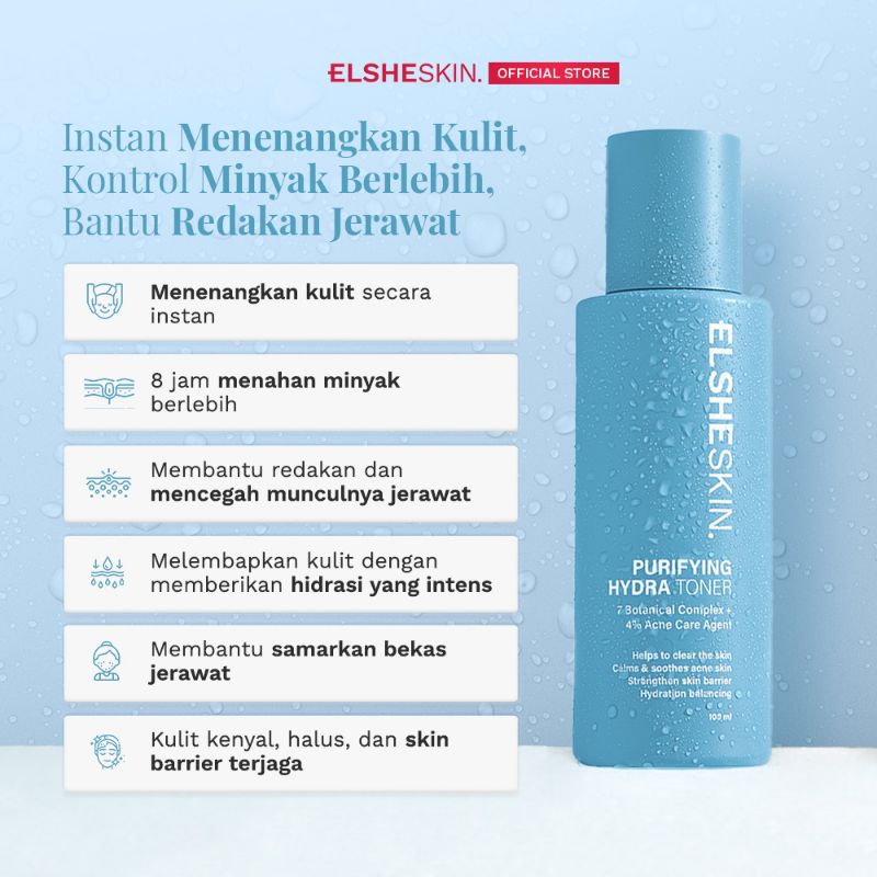 (GOSEND/COD) ELSHESKIN PURIFYING HYDRA TONER 100ML - HYDRATING TONER UNTUK KULIT BERMINYAK DAN BERJERAWAT