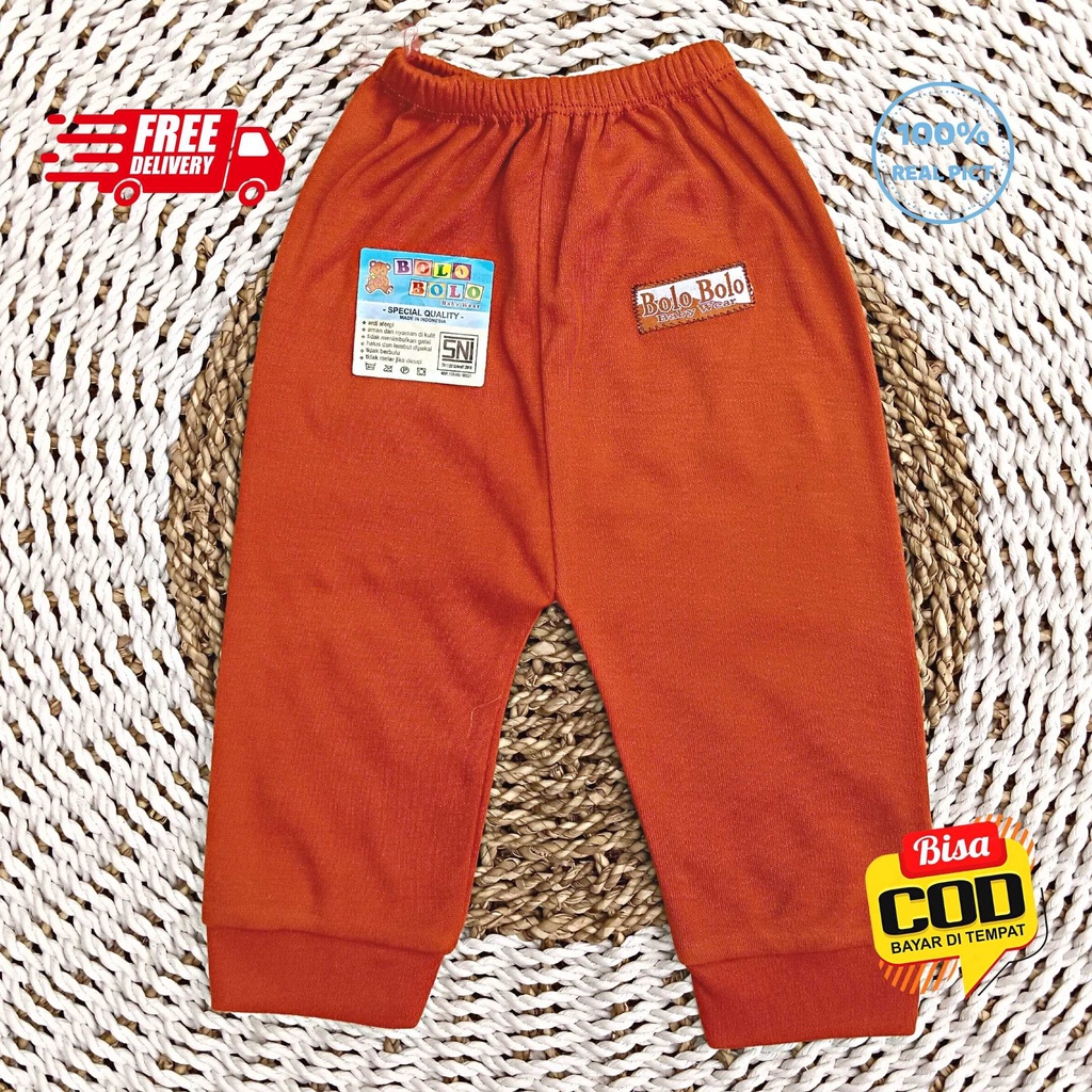 SALE 7.7 Serian Merah Bata - 3 pcs Celana Panjang Bayi Baru Lahir 0 - 3 Bulan Brick Red Series merk SNI Bolo - Bolo