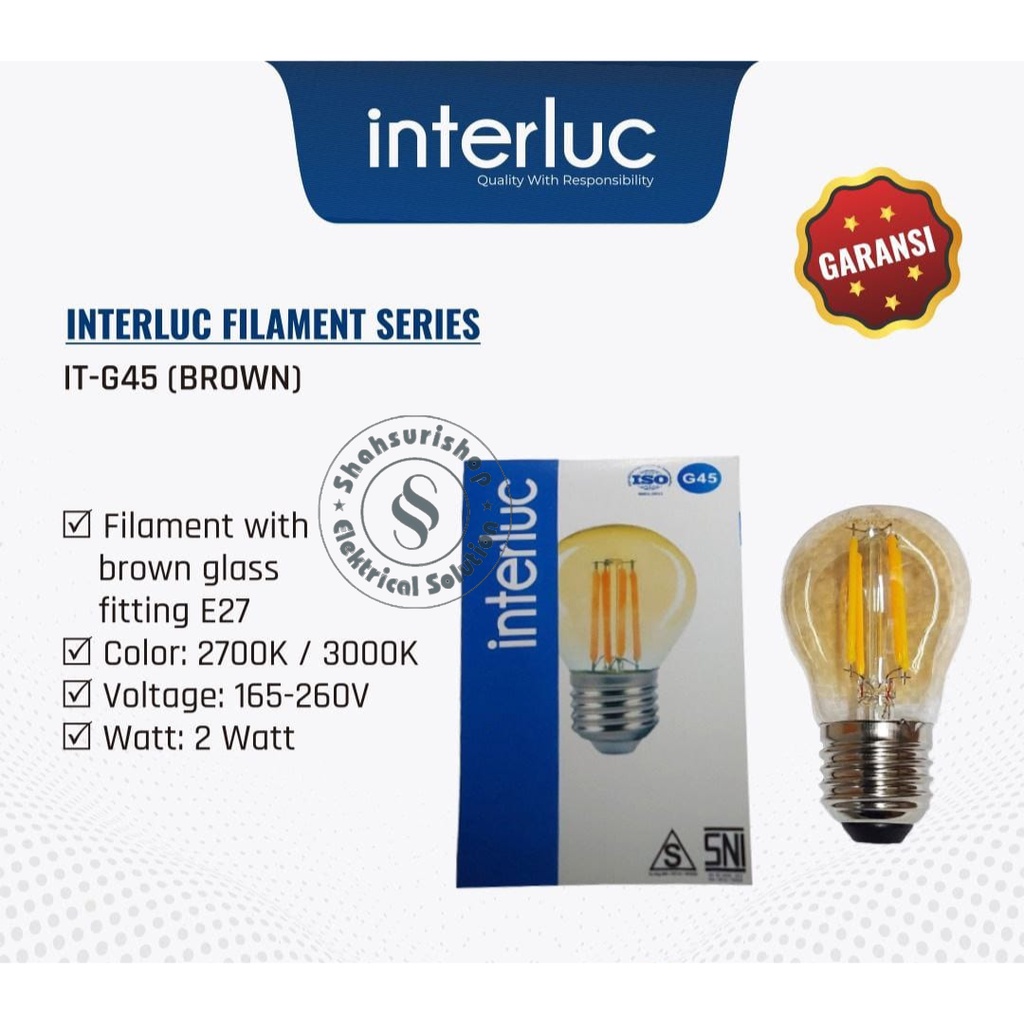 INTERLUC LED FILAMENT 4 WATT G45 SNI