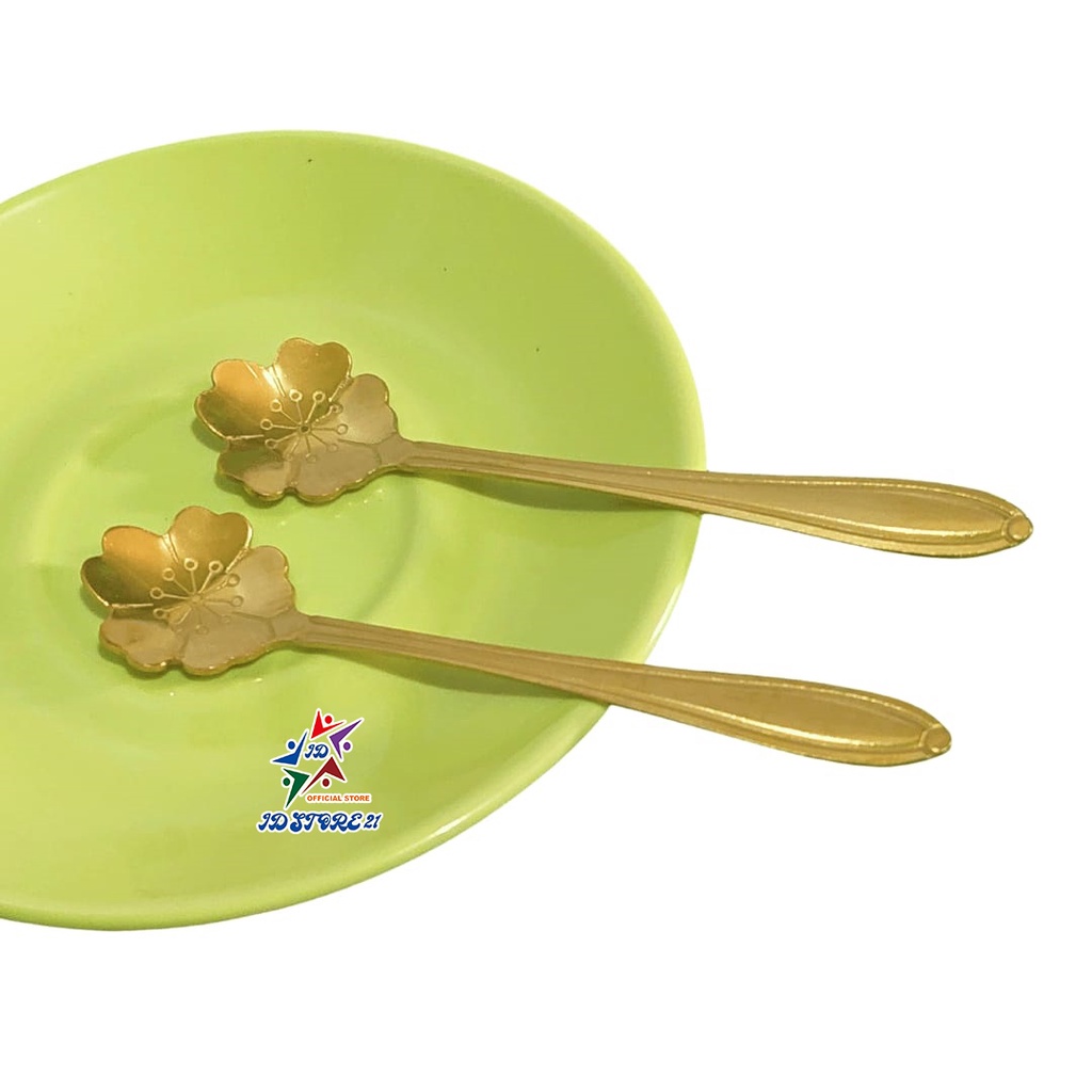 Sendok Teh Kopi Set Tea Spoon Mewah Berkelas / Sendok Daun gold / Garpu Daun Gold / Sendok Bunga Gold