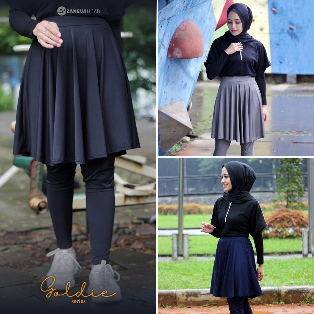 1 Set Hoodie Vest &amp; Legging Rok l Paket Adrea &amp; Goldie l Setelan Olahraga l Sportwear By Zaneva