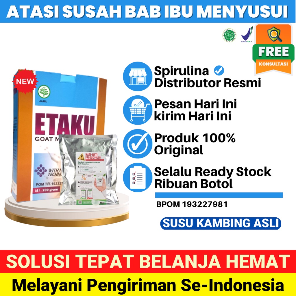 

Obat Susah BAB Buat Ibu Menyusui-Herbal Susah BAB-Sembelit-BAB Keras-BAB Perih-Susu Kambing Etaku