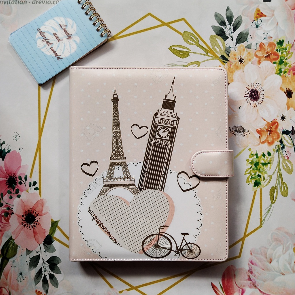 

Binder Motif Paris Lovers Ukuran A5 20ring Dan B5 26ring Bahan Kulit Sintetis Glosyy Binder Aesthetic