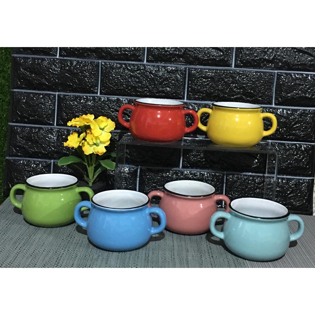 mangkok sup keramik hendle 500ml mangkok sup kuping