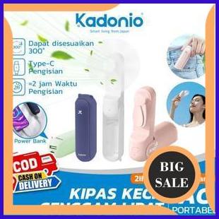 limited stock Kadonio Iso Kipas Angin Lipat Saku Mini Fan Led Usb Powerbank Portable kipas meja mini