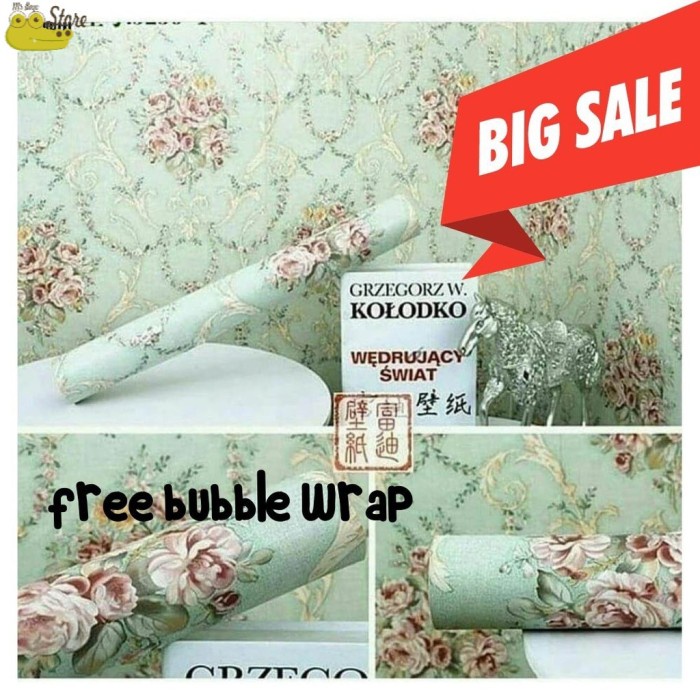~~~~~] Wallpaper Stiker Dinding Bahan PVC Anti Air / Wallpaper Kembang Hijau