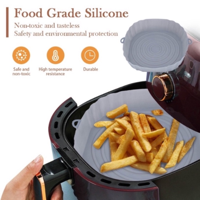 【COD】Loyang Air Fryer Multifungsi Bahan Silikon Food Grade Reusable Untuk Pizza Silicone 20cm