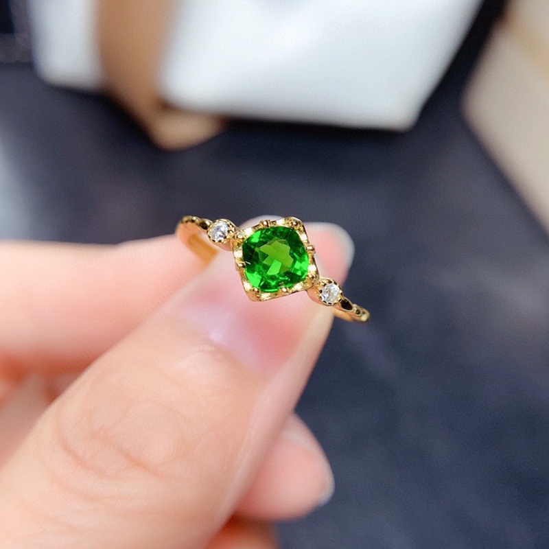 Cincin Elegan Abadi Kristal Hijau Untuk Wanita Cincin Perak925 Sterling Hadiah Pesta Pernikahan