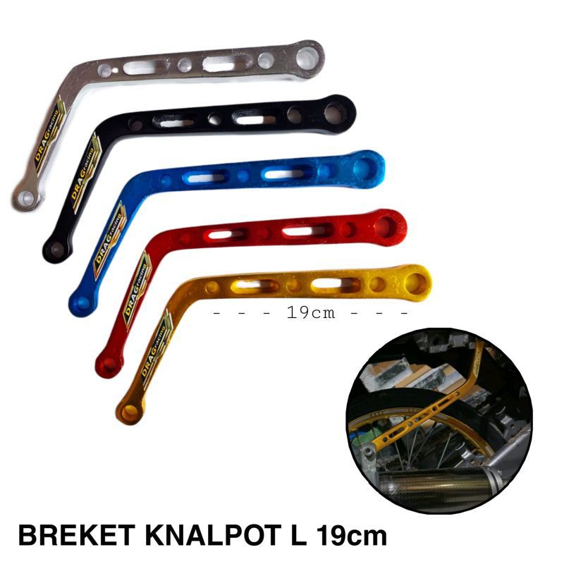 Breket knalpot L 19cm brecket bolong cnc warna bagus variasi 19cm 25cm breket kleman knalpot variasi
