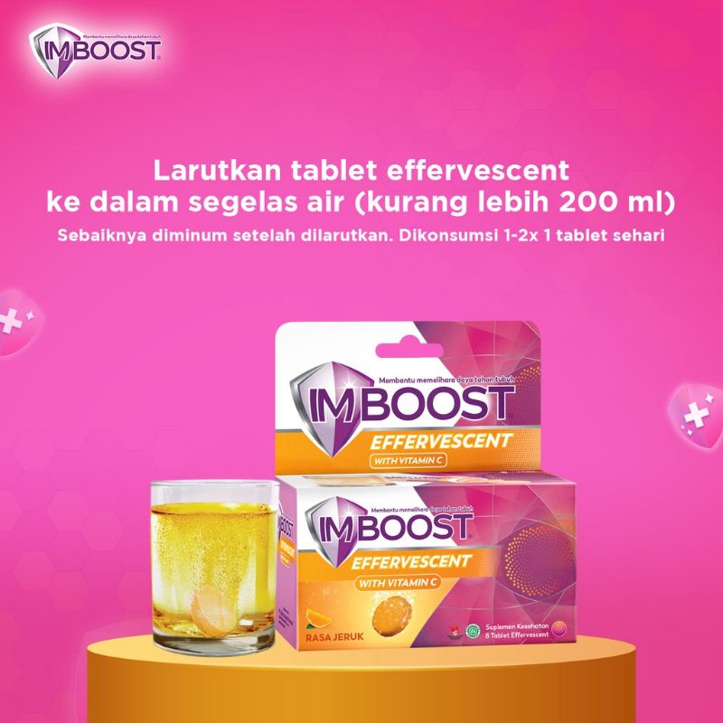 Imboost Effervescent Vitamin C Tube Isi 8 Tablet Rasa Jeruk