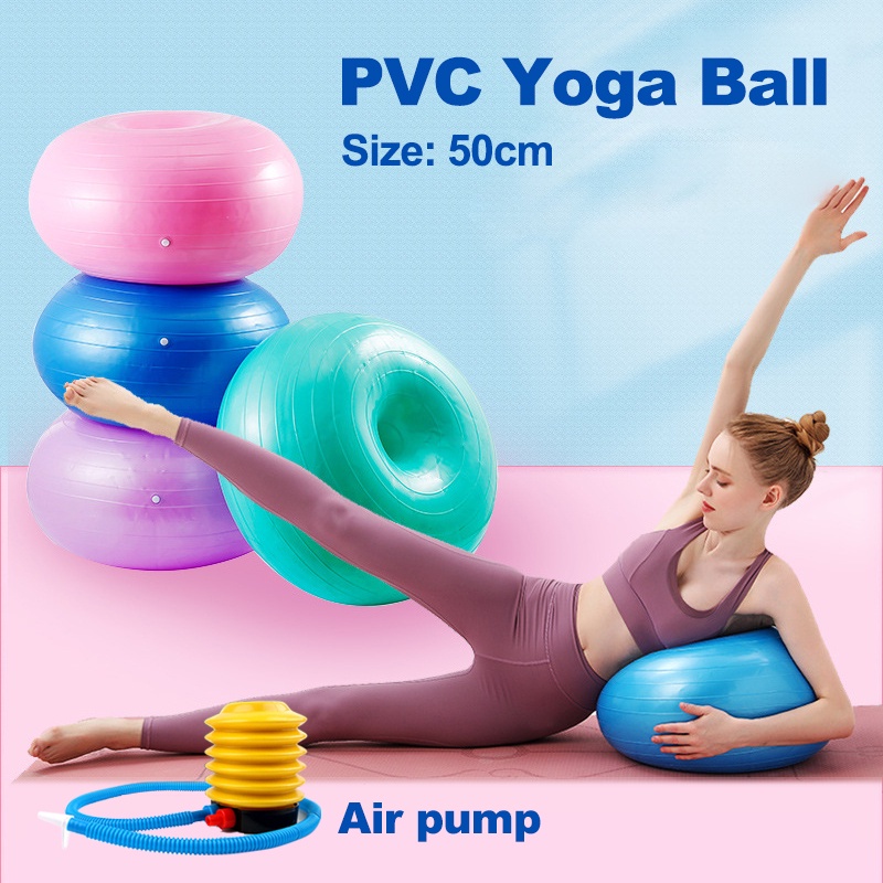 50cm Yoga Ball Donut Explosion-Proof PVC Doughnut Shape Fitness Balance Balls Exercise Ball Bola Yoga
