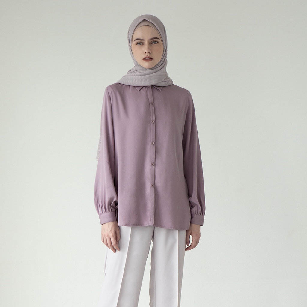 Darya by Aska Label - Kemeja wanita rayon viscose atasan blouse basic lengan panjang