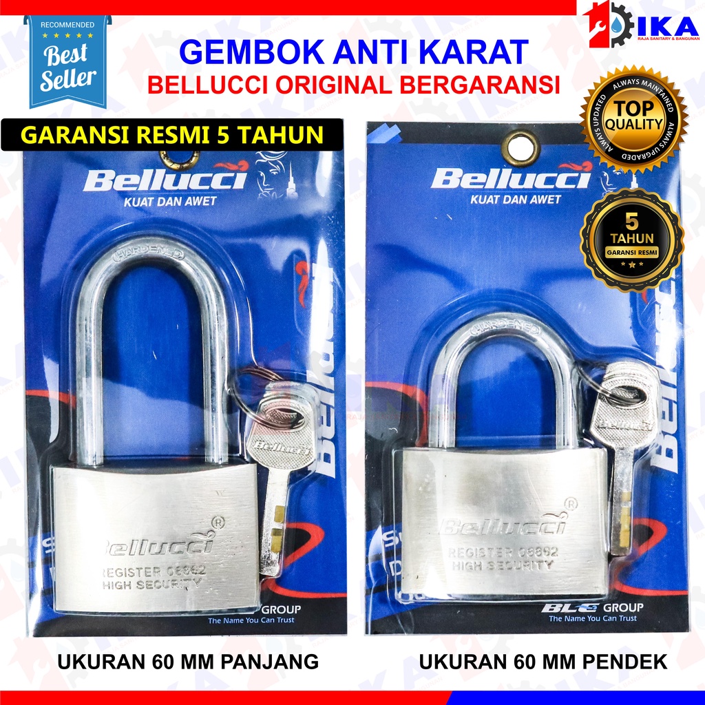 Gembok 60m Leher Pendek / Panjang Merk Bellucci 4.0 Original Belluci Gembok Kotak/ gembok