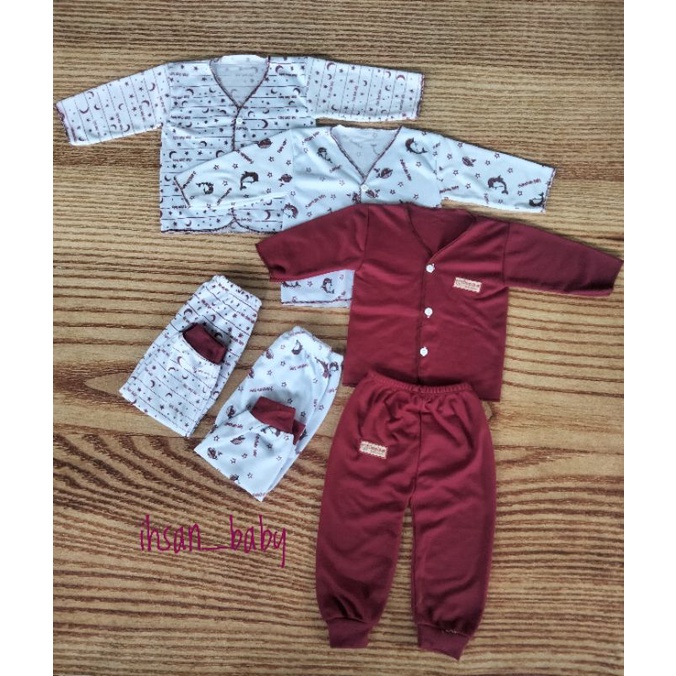 paket hemat baju bayi baru lahir seri merah maron chamcham baby 9 setel(18 pcs)
