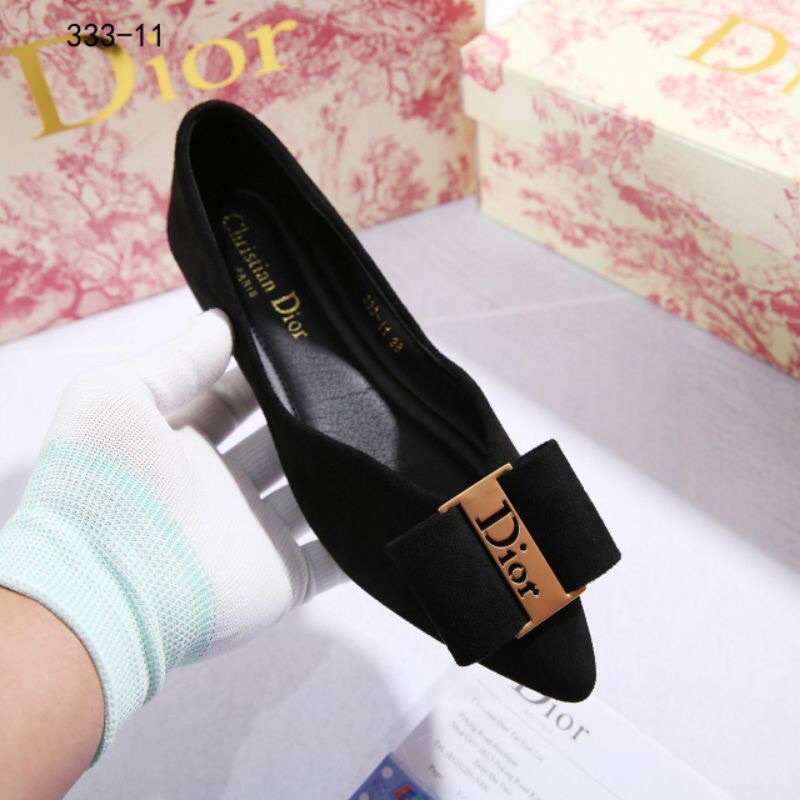 flat shoes sepatu wanita preloved dior black sertifikat