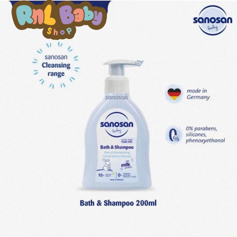 Sanosan Baby Bath &amp; Shampoo 200 ml/Sabun Mandi &amp; Shampoo Bayi Sanosan