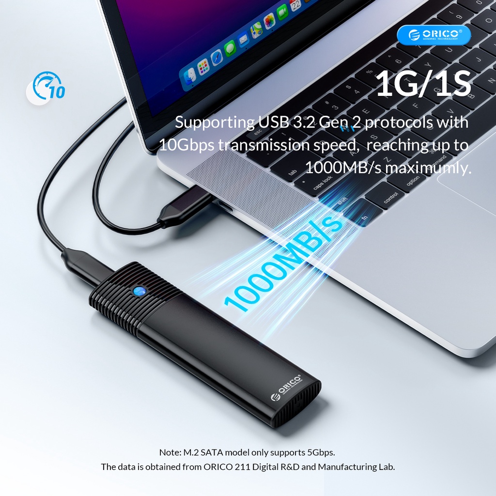 CASING SSD EXTERNAL ORICO USB3.2 Gen2 Type-C M.2 NVMe BERGARANSI