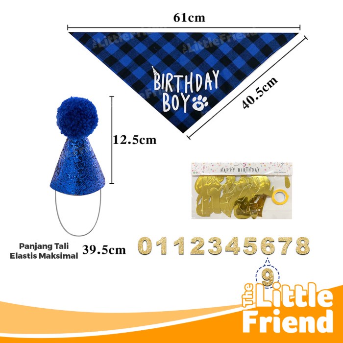 Topi Bib Scarf Aksesoris Pet Birthday Dekorasi Hewan Anjing Kucing Set