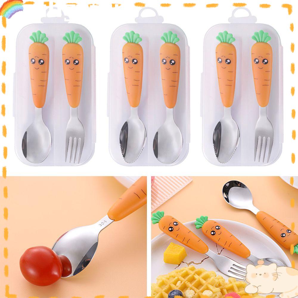 Solighter Peralatan Anak Reusable Stainless Steel Baby Flatware Bayi Gadget Peralatan Makan Balita