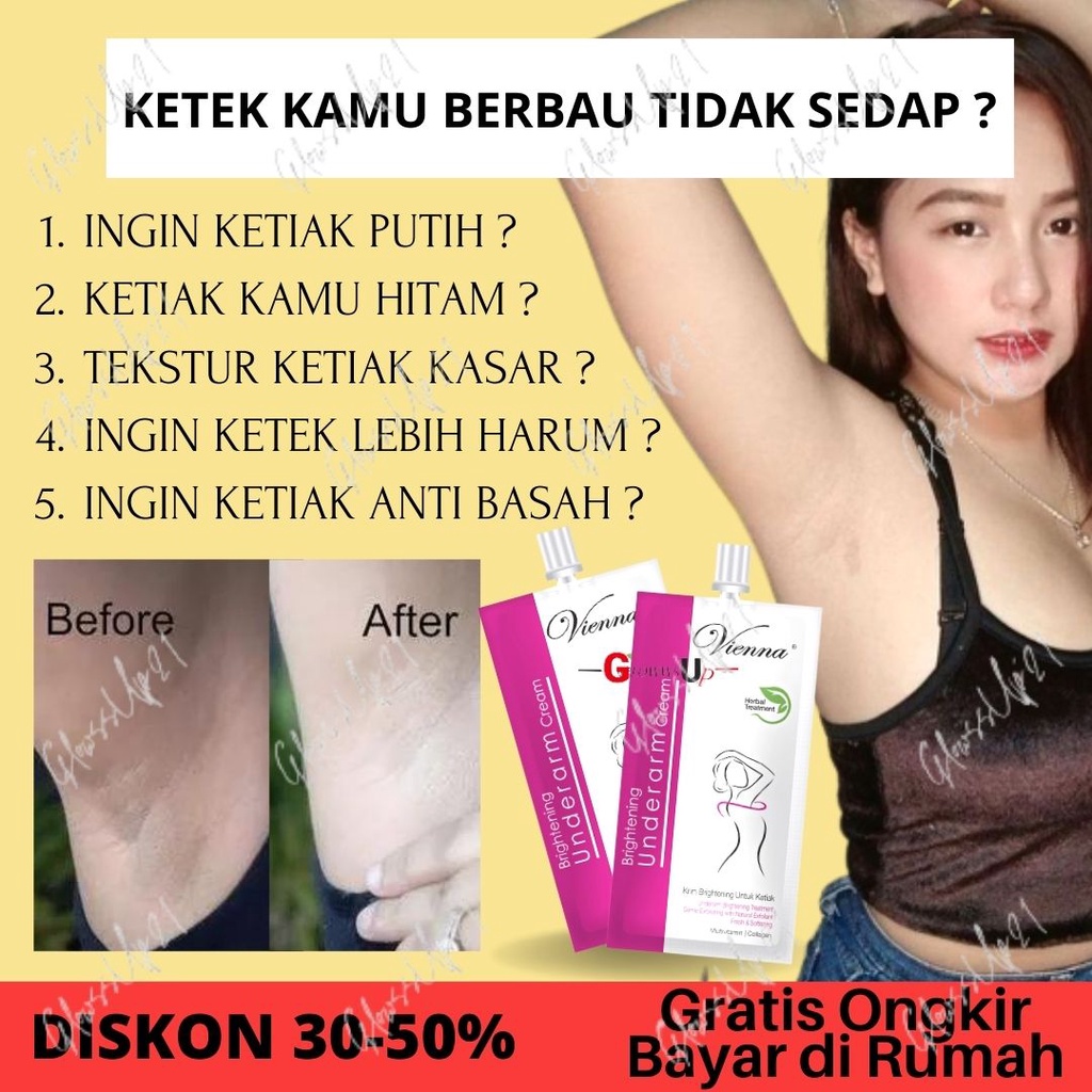 CREAM PEMUTIH KETIAK VIENNA BRIGHTENING UNDERARM CREAM 30ML SACHET PENCERAH KETIAK