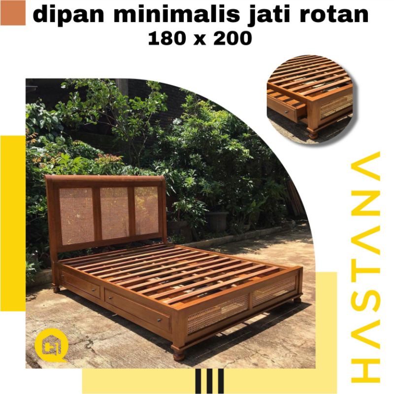 dipan kayu jati kombinasi rotan dipan minimalis rotan dipan laci dipan aestetik